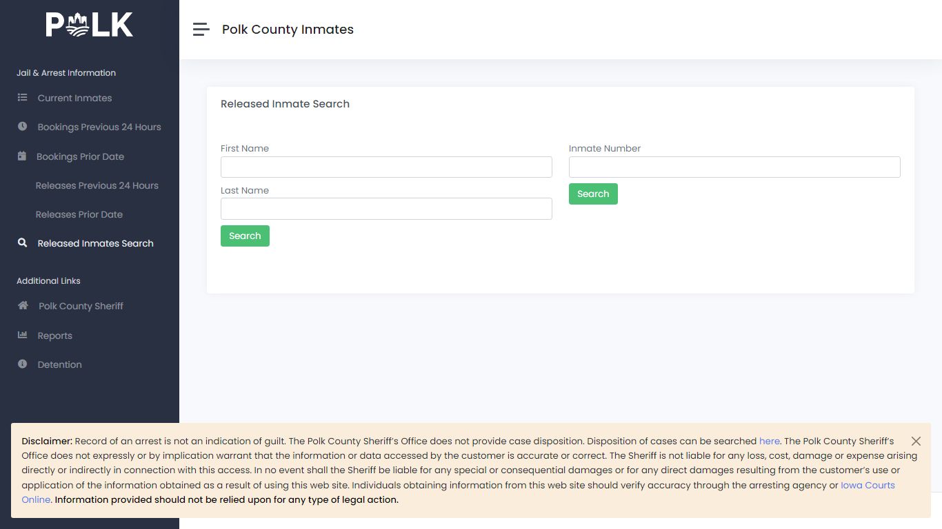 Released Inmate Search - Polk Inmates - Polk County Iowa